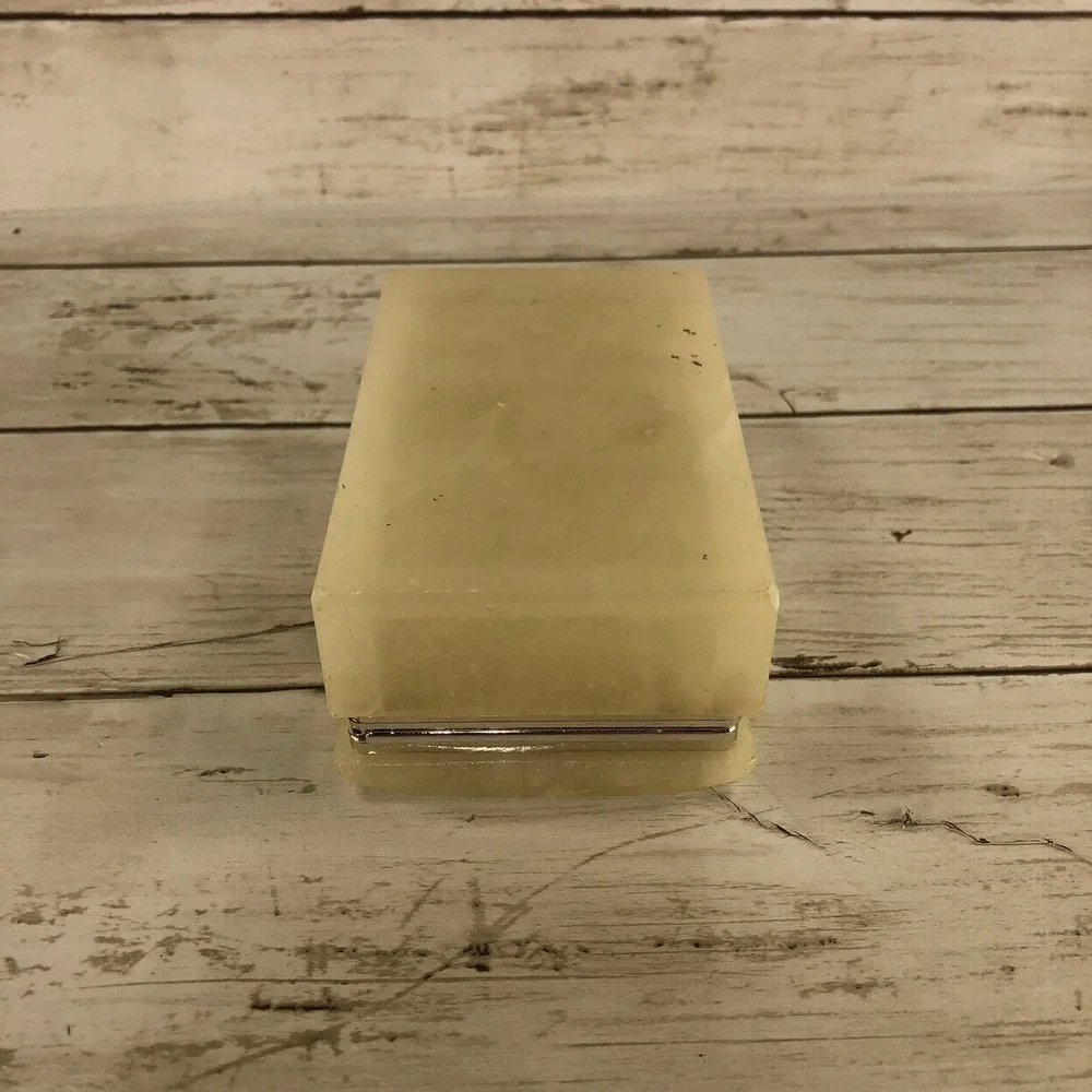 Vintage Alabaster Trinket Box Purple Floral Hinged Jewelry Box Stone Keepsake